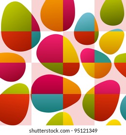 seamless multicolor easter eggs on bright checked background