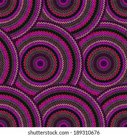 Seamless Multicolor Ethnic Geometric Knitted Pattern. Style Circle Background 