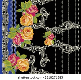 Seamless Multicolor Exotic Hand Drawn Floral Seamless Pattern