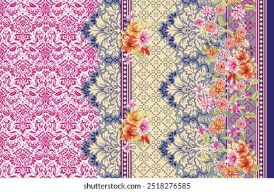 Seamless Multicolor Exotic Hand Drawn Floral Seamless Pattern