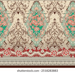 Seamless Multicolor Exotic Hand Drawn Floral Seamless Pattern