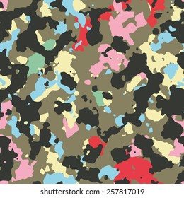 Seamless multicolor fashion woodland camouflage pattern vector