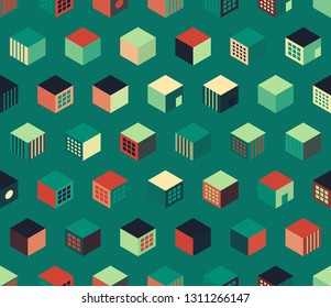 Seamless multicolor geometric pattern with cubes.