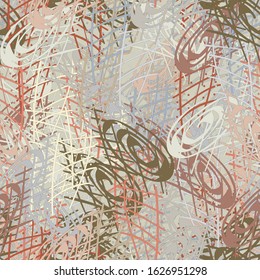 Seamless multicolor grunge background. Abstract repeating texture of elements. Template to create your own design and print. Chaotic retro backdrop