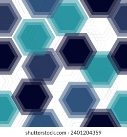 Seamless multicolor hexagons ornament. Vector.  Fresco for interior printing, Wallpapers. Mural art.