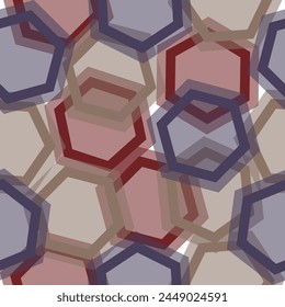 Seamless multicolor hexagons ornament. Vector.  Fresco for interior printing, Wallpapers. Mural art.