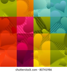 seamless multicolor love background with hearts