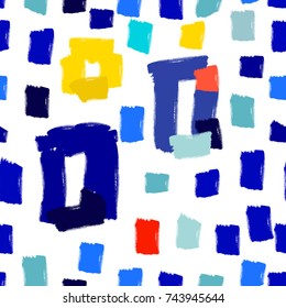 Seamless multicolor pattern, drawn with a brush. Abstract brushstrokes, the motives of constructivism.