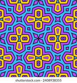 Seamless multicolor pattern with an original decorative composition. Version No. 9. Acid color palette. Vector illustration