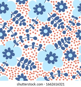 Seamless multicolor pattern of simple wildflowers and flowers. cool print for clothes, wallpaper, fabric Small multi-colored flowers. Modern floral background. Elegant template for fashion prints.