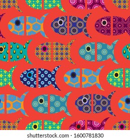Seamless multi-color and patterned vector design for textile and fabric print