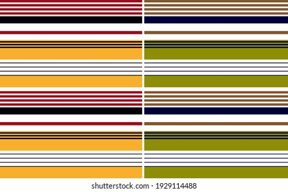 Seamless Multicolor stripes pattern Vector graphic. Horizontal lines stripe with white background for t-shirt, clothing or other fabric designs.