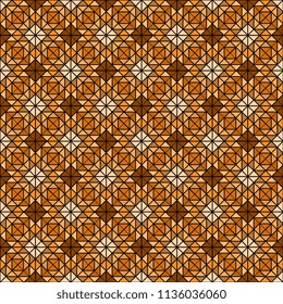 Seamless multicolor triangle pattern on black background. Graphic disigh. Trendy mosaic geometric background. Template for your design of tile, wallpapers, stained glass windows. Vector illustration