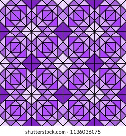 Seamless multicolor triangle pattern on black background. Graphic disigh. Trendy mosaic geometric background. Template for your design of tile, wallpapers, stained glass windows. Vector illustration