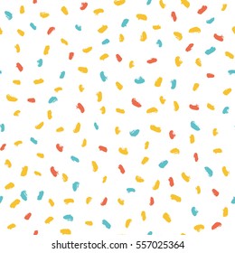 Seamless multicolored baby vector free hand doodle stains texture, dry brush ink art.