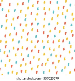 Seamless multicolored baby vector free hand doodle stains texture, dry brush ink art.