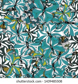 Seamless multicolored background with flying moths. Suitable. Vector. Beautiful colorful butterflies chaotically fly on white, blue and black colors. Seamless background from bright butterflies.