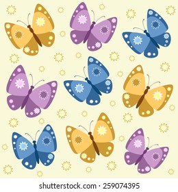 Seamless multicolored butterflies