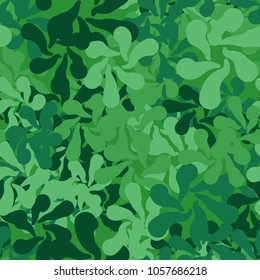 Seamless multicolored camouflage from groups of radially divergent spots.