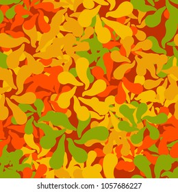 Seamless multicolored camouflage from groups of radially divergent spots.