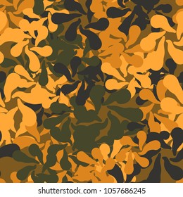 Seamless multicolored camouflage from groups of radially divergent spots.