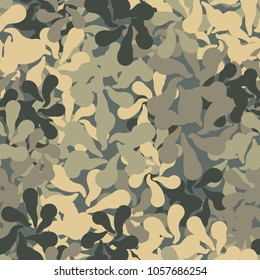 Seamless multicolored camouflage from groups of radially divergent spots.