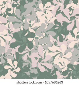 Seamless multicolored camouflage from groups of radially divergent spots.