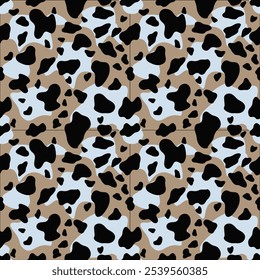 Seamless multicolored cow print vector pattern.