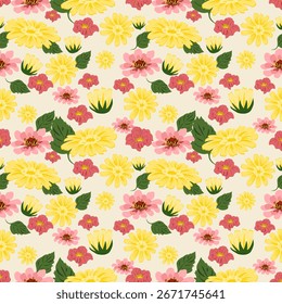 Patrón floral multicolor sin costuras para el diseño de la tela, el diseño de la ropa, el diseño de fondo u otro trabajo de diseño.
