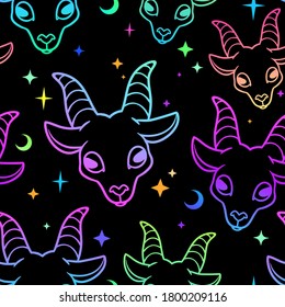 seamless multi-colored goat head pattern