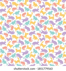 Seamless multicolored pattern with cats
