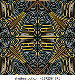 Seamless multicolored pattern of curved lines