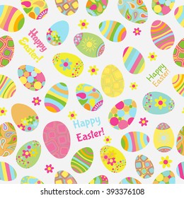 Seamless multicolored pattern of Easter eggs with various ornaments