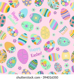 Seamless multicolored pattern of Easter eggs with various ornaments