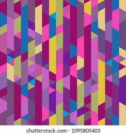 Seamless multicolored pattern with stripes. Polygonal wallpaper of the surface. Striped pattern with stylish and bright colors. Art creative. Printing on t-shirts, flyers, posters and other