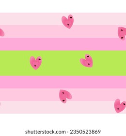 Seamless multicolored pattern of watermelon hearts