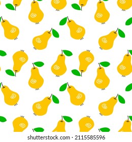 Seamless multicolored pattern with yellow pears. Vector illustration for summer. Print for textiles, print design, postcards.