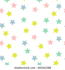 Seamless multicolored stars pattern. Positive repeating children background. Vector illustration.