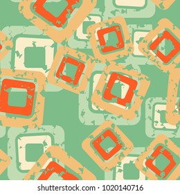 Seamless multi-colored texture. Rounded squares in random order.