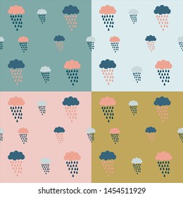 Seamless multicolored vector Beautiful clouds and rain