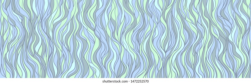 Seamless multicolored wallpaper on horizontal surface. Colorful wavy background. Hand drawn waves. Stripe texture with many lines. Waved pattern. Colored illustration for design