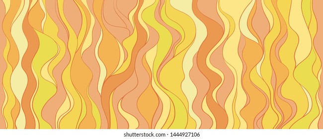 Seamless multicolored wallpaper on horizontally surface. Colorful wavy background. Hand drawn waves. Stripe texture with many lines. Waved pattern. Colored illustration for banners, flyers or posters