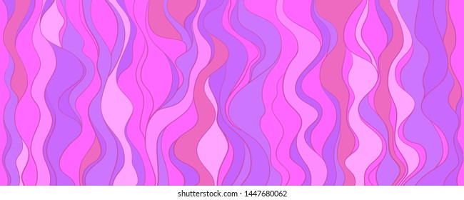 Seamless multicolored wallpaper on horizontally surface. Colorful wavy background. Hand drawn waves. Striped texture with many lines. Waved pattern. Colored illustration for banners, flyers or posters