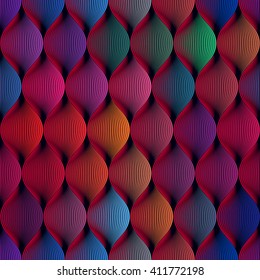 Seamless multicolored wavy pattern. Bold, geometric background vector design without gradient.