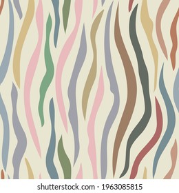 Seamless multicolored zebra pattern. Rainbow stripes in vector, decor element 