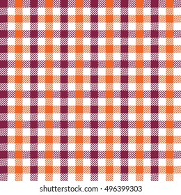 Seamless multicolour gingham pattern. Maroon and orange pattern.