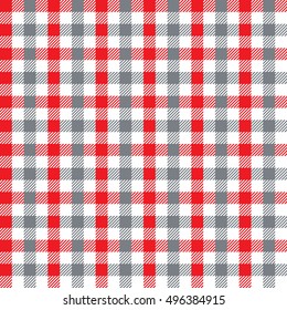 Seamless multicolour gingham pattern. Red and gray pattern.
