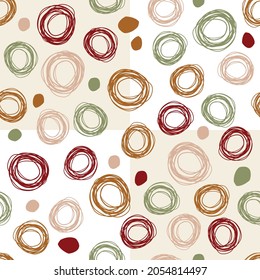 SEAMLESS MULTICOLOUR PATTERN BACKGROUND WITH DOODLE HAND DRAW POLKA DOT