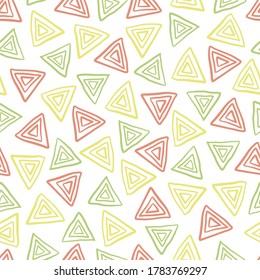 Seamless multicolour pattern background with hand draw triangle shapes