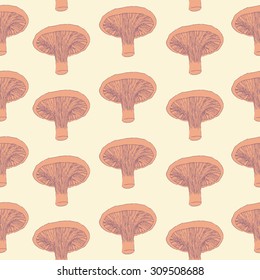 Seamless mushroom chanterelle pattern. Vector